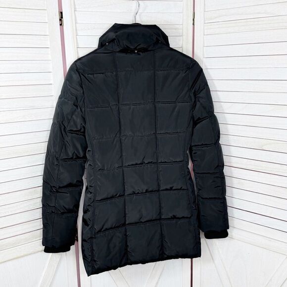Tommy Hilfiger Quilted Puffer Coat Black XS Long Line Winter Snow - Picture 9 of 14
